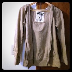 Organic cotton beige zip up hoodie